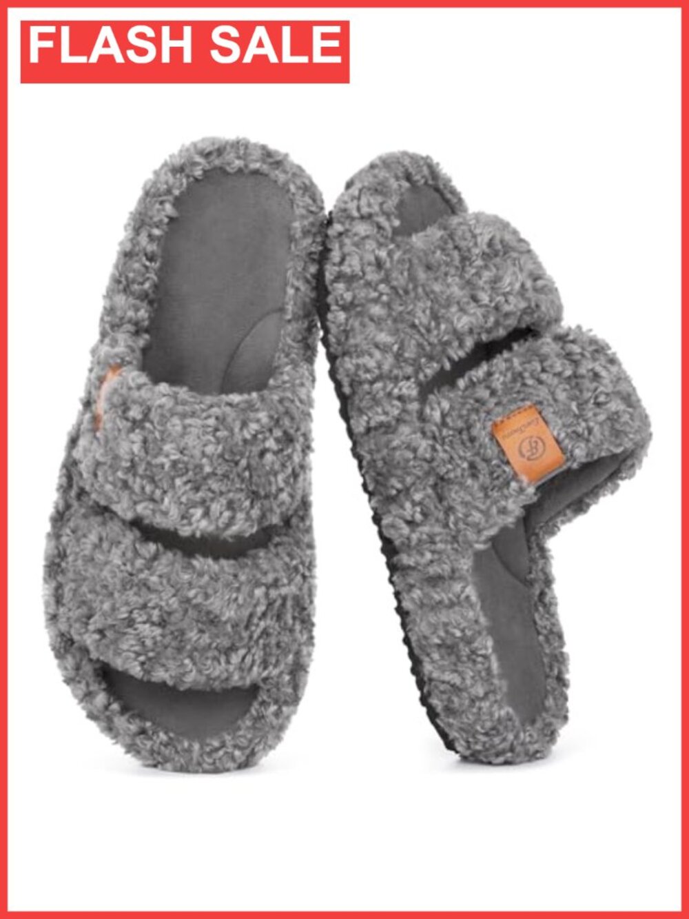Womens Fuzzy Open Toe Slippers Memory Foam Indoor House Shoes
